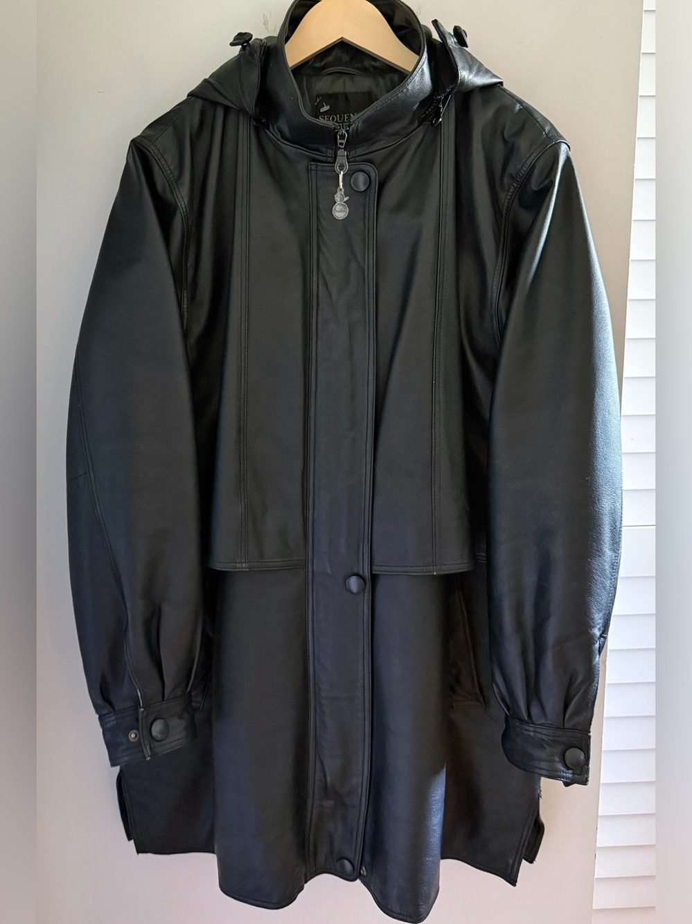 Vintage Hooded Black Leather Jacket